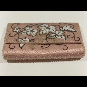 Pink Beaded Evening Bag Clutch